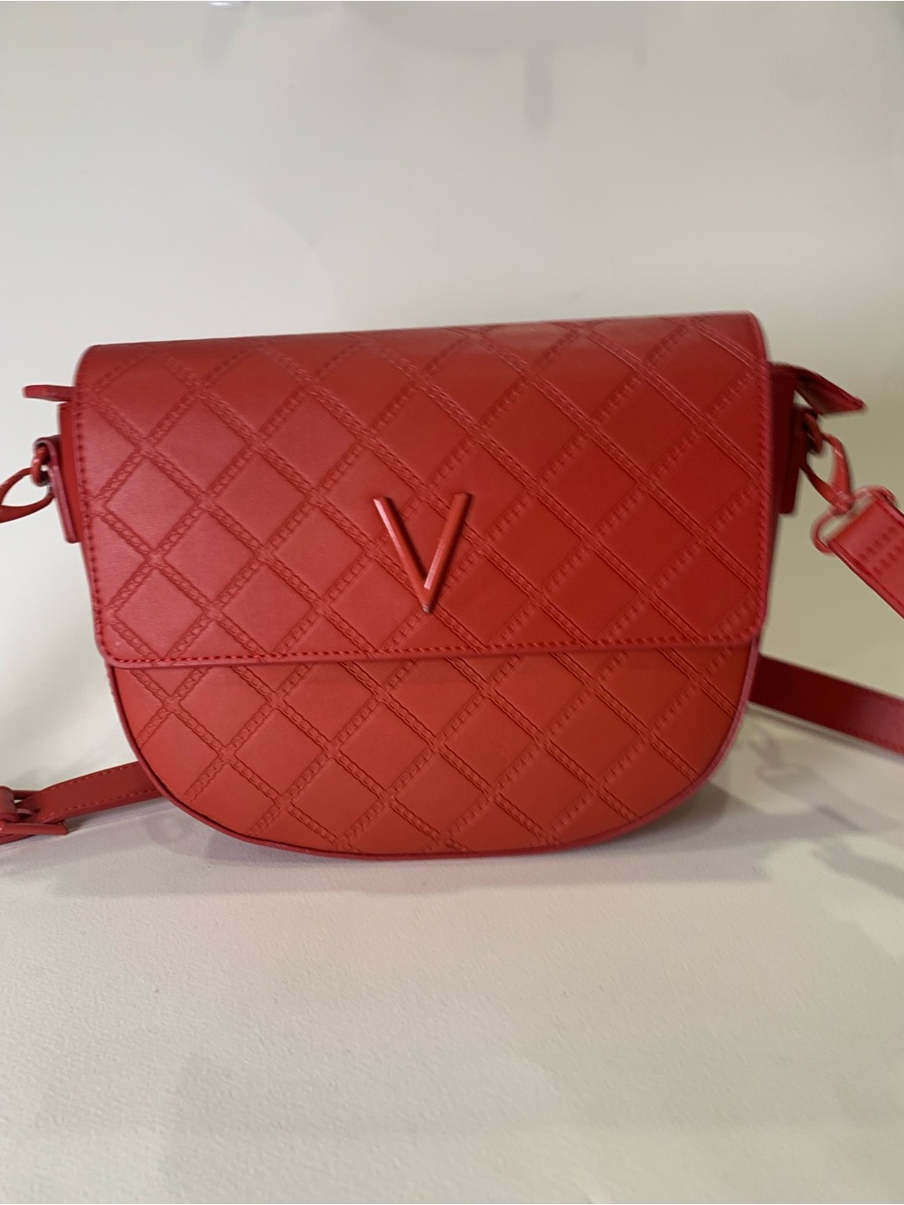 Mario Valentino Red Leather Saddle Bag Crossbody